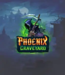 ELK Studios' Phoenix Graveyard game screen, showcasing the mystical graveyard and the legendary phoenix rising from the ashes. The visual highlights the slot's dynamic reel expansion mechanism, coupled with its stunning symbols and dark theme. It vividly depicts the game's legend of the phoenix's revival, attractive for those interested in mythology.